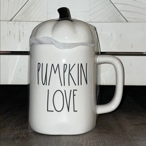 Rae Dunn PUMPKIN LOVE mug with topper